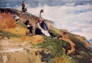 On the Cliff by Winslow Homer - Hand-Painted Oil Painting Reproduction