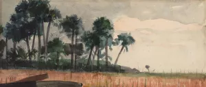 Palm Trees, Red by Winslow Homer - Hand-Painted Oil Painting Reproduction