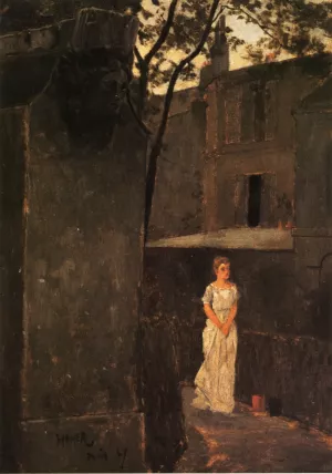 Paris Courtyard by Winslow Homer - Hand-Painted Oil Painting Reproduction