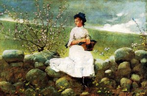 Main Product Photo of Peach Blossoms Painting by Winslow Homer