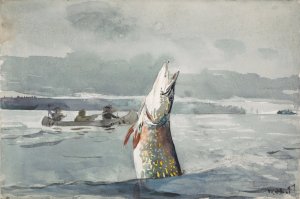 Main Product Photo of Pike, Lake St. John Painting by Winslow Homer
