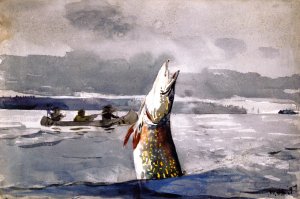 Main Product Photo of Pike, Lake St. John Painting by Winslow Homer