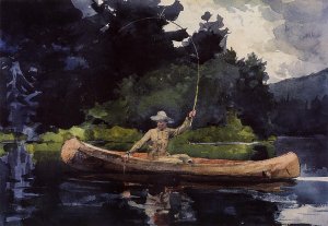 Main Product Photo of Playing Him also known as The North Woods Painting by Winslow Homer