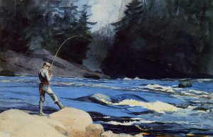 Main Product Photo of Quananiche, Lake St. John Painting by Winslow Homer