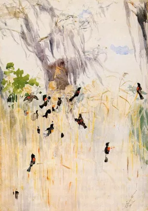 Redwing Blackbirds by Winslow Homer - Hand-Painted Oil Painting Reproduction