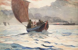 Main Product Photo of Returning Fishing Boats Painting by Winslow Homer
