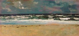 Main Product Photo of Sandy Beach with Breakers Painting by Winslow Homer