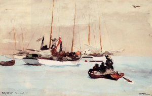 Main Product Photo of Schooner at Anchor, Key West Painting by Winslow Homer