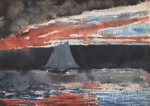 Main Product Photo of Schooner at Sunset Painting by Winslow Homer