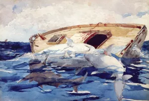 Sharks Also known as The Derelict by Winslow Homer - Hand-Painted Oil Painting Reproduction