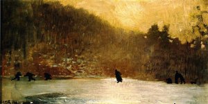 Skating Scene by Oil Painting Reproduction