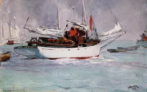 Main Product Photo of Sponge Boats, Key West Painting by Winslow Homer