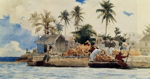 Main Product Photo of Sponge Fishing, Nassau Painting by Winslow Homer