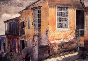 Main Product Photo of Street Corner, Santiago de Cuba Painting by Winslow Homer