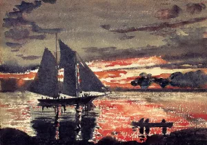 Sunset Fires by Winslow Homer - Hand-Painted Oil Painting Reproduction