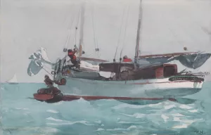 Taking on Wet Provisions Schooner Marked Newport, K.W. by Winslow Homer - Hand-Painted Oil Painting Reproduction