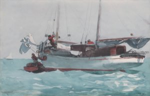 Main Product Photo of Taking on Wet Provisions Painting by Winslow Homer
