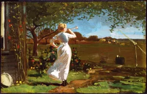 The Dinner Horn by Winslow Homer - Hand-Painted Oil Painting Reproduction