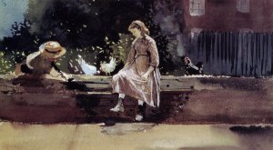 The Farmyard Wall by Winslow Homer Oil Painting Reproduction