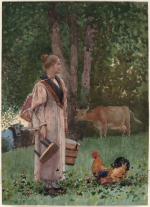 Main Product Photo of The Milk Maid Painting by Winslow Homer