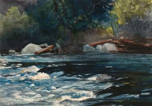 Main Product Photo of The Rapids, Hudson River, Adirondacks Painting by Winslow Homer