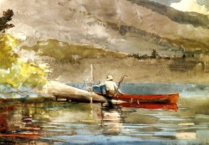 Main Product Photo of The Red Canoe Painting by Winslow Homer