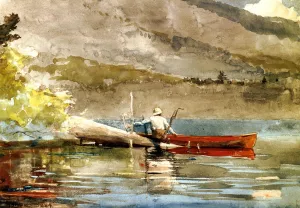 The Red Canoe by Winslow Homer - Hand-Painted Oil Painting Reproduction