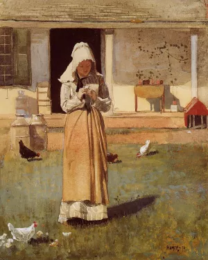 The Sick Chicken by Winslow Homer - Hand-Painted Oil Painting Reproduction