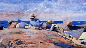 Three Boys on the Shore by Winslow Homer Oil Painting Reproduction