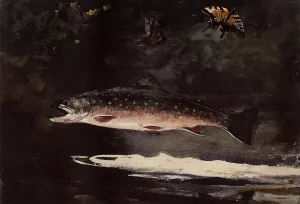 Trout Breaking by Winslow Homer - Hand-Painted Oil Painting Reproduction