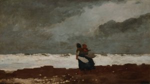 Main Product Photo of Two Figures by the Sea Painting by Winslow Homer
