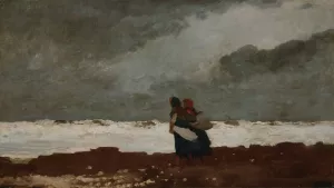 Two Figures by the Sea by Oil Painting Reproduction