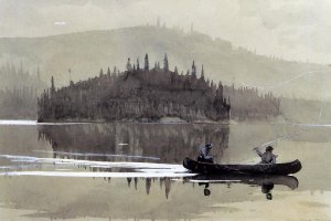 Main Product Photo of Two Men in a Canoe Painting by Winslow Homer