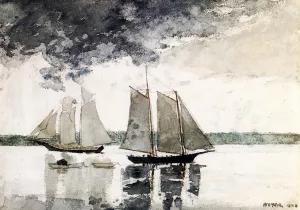 Two Schooners also known as Two Sailboats by Winslow Homer - Hand-Painted Oil Painting Reproduction
