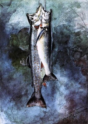 Main Product Photo of Two Trout 2 Painting by Winslow Homer