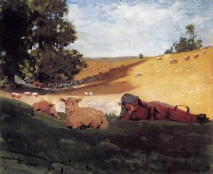 Warm Afternoon also known as Shepherdess by Winslow Homer Oil Painting Reproduction