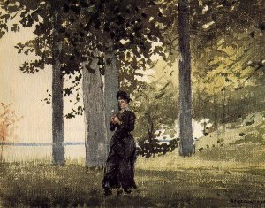 Woman with a Flower by Winslow Homer Oil Painting Reproduction