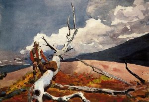 Main Product Photo of Woodsman and Fallen Tree Painting by Winslow Homer