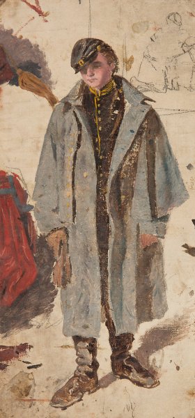 Main Product Photo of Young Soldier, Sketch of a Soldier Giving Water to a Wounded Companion Painting by Winslow Homer