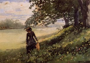 Young Woman with a Parasol by Winslow Homer Oil Painting Reproduction